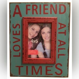 Red and Turquoise Picture Frame, New. 4 x 6 picture a friend loves at all times